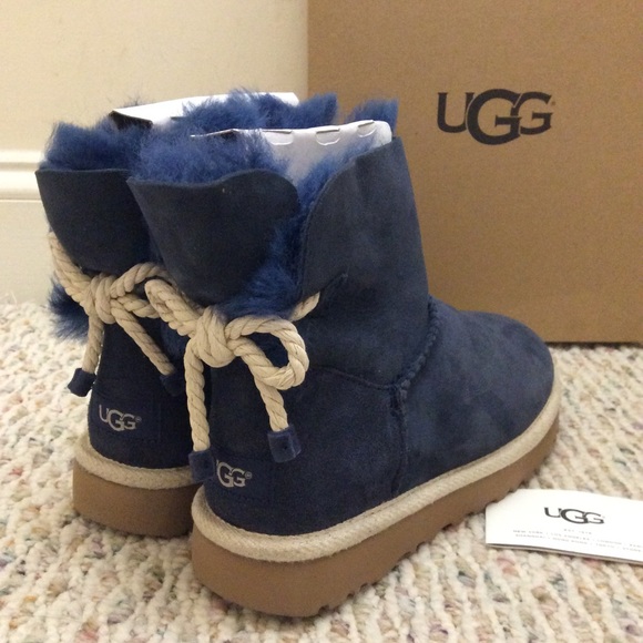 UGG | Shoes | Authentic Ugg Navy Blue Rope Bow Boots Size 7 | Poshmark
